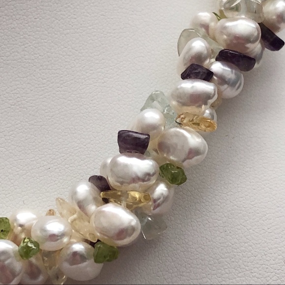 Ross-Simons 14kt Gold Cultured Pearl Gemstone Torsade Necklace - Picture 7 of 16